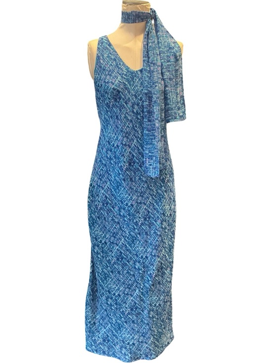 CDC Dresses & Skirts - Vintage Y2K CDC Petites Blue Maxi Dress with Matching Detachable Scarf